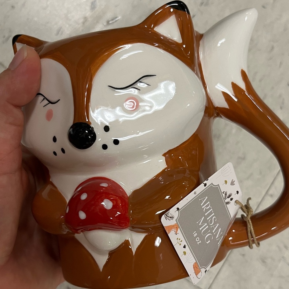 NWT 🦊 🍂🍄 Sunday Morning Ceramics cute fox mushroom coffee tea Artizan mug - Picture 7 of 7